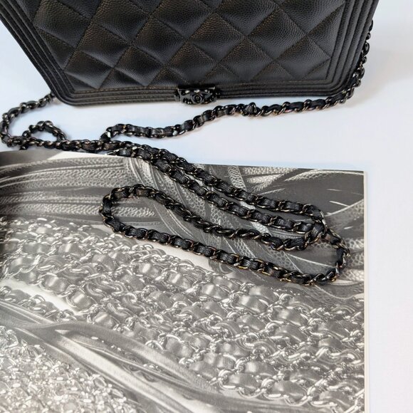 Chanel So Black Quilted Caviar Boy Wallet on Chain (WOC) - Picture 14 of 16